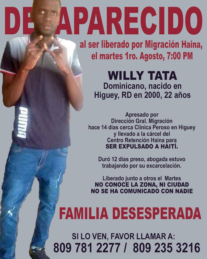 Joven dominicano liberado por migración desaparecido