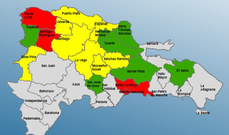 COE mantiene 21 provincias dominicanas en alerta por lluvias
