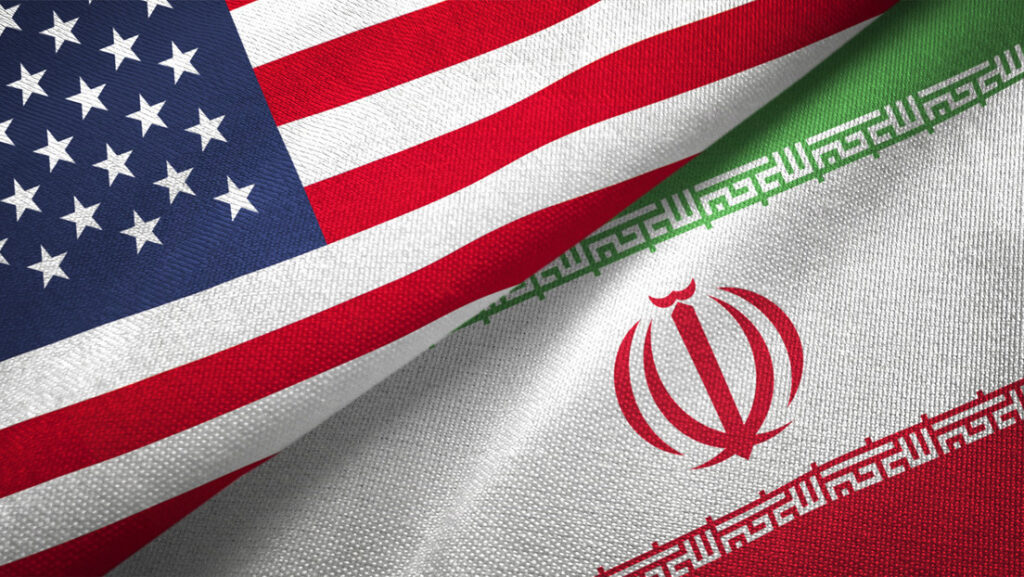 banderas Iran y Estados Unidos