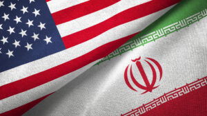 banderas Iran y Estados Unidos