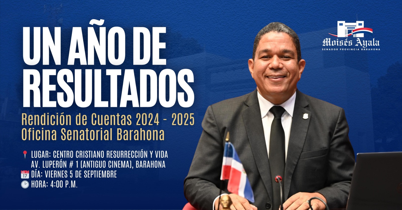 Senador Moisés Ayala presentará su Rendición de Cuentas: “Un Año de Resultados”