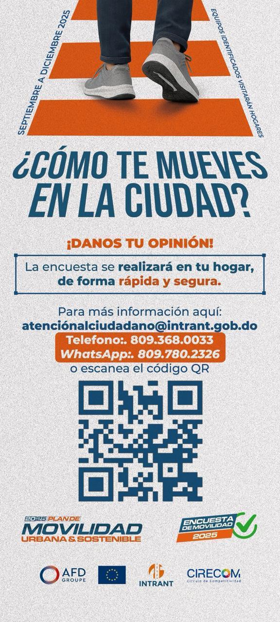 INTRANT iniciará este lunes la Encuesta de Movilidad 2025, para seguir mejorando el tránsito en Santo Domingo
