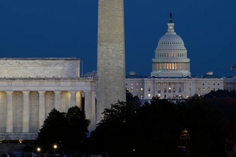 El Monumento a Lincoln, el Monumento a Washington y el Capitolio de Estados Unidos, en Washington