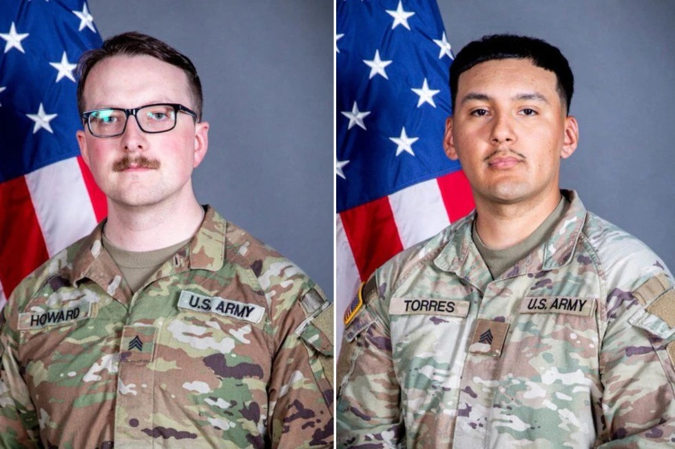 Esta foto combinada sin fecha, creada con imágenes publicadas por la Guardia Nacional de Iowa, muestra a los sargentos William Nathaniel Howard (izquierda) y Edgar Brian Torres Tovar. (Guardia Nacional de Iowa vía AP)
