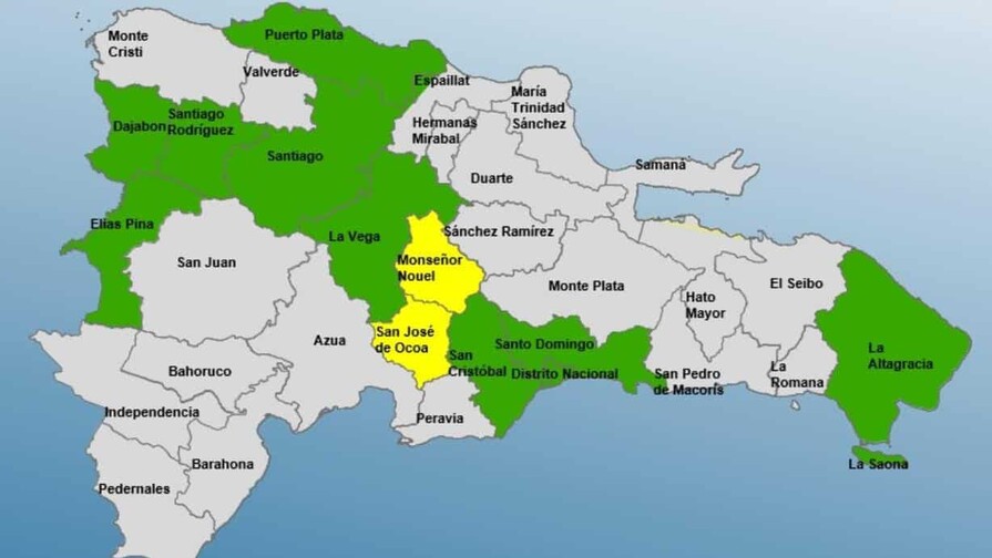 Mapa del país con las provincias en alarta