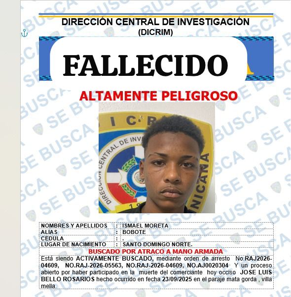 Agentes del DICRIM matan a “Bobote” en un intercambio de disparos en SDN