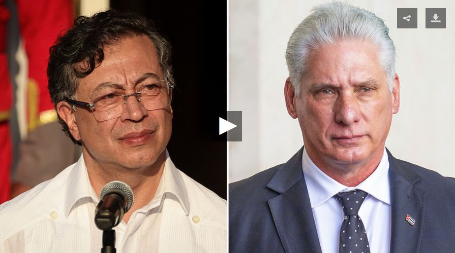 Díaz-Canel recibe a Petro en su última gira oficial como jefe de Estado colombiano