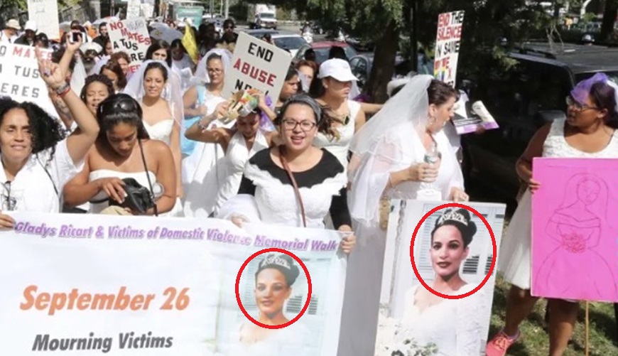 Marchan contra violencia de género en Alto Manhattan a 27 años asesinato dominicana Gladys Ricart